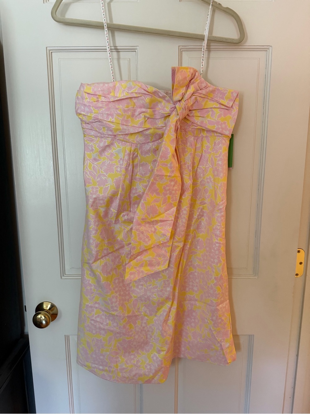 Lilly Pulitzer Pink & Yellow Floral Strapless Tierney Sateen Dress with Bow